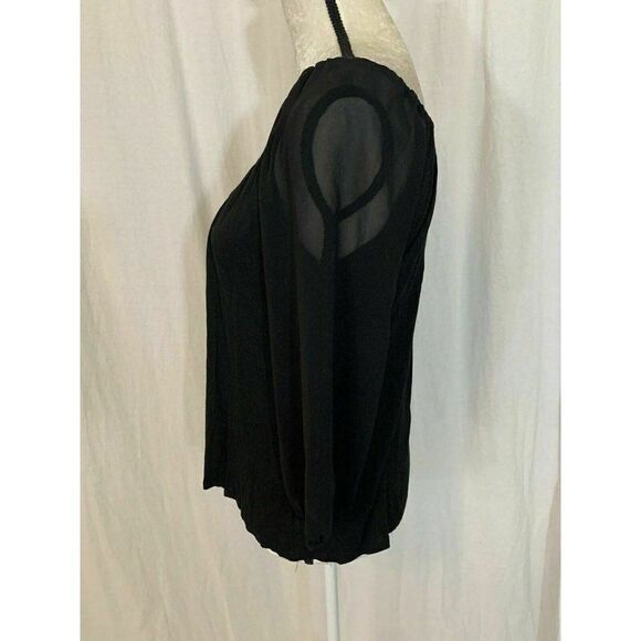 velvet graham spencer Womens Solid Black Long Sleeve Top Blouse P Small Xs - Picture 4 of 7